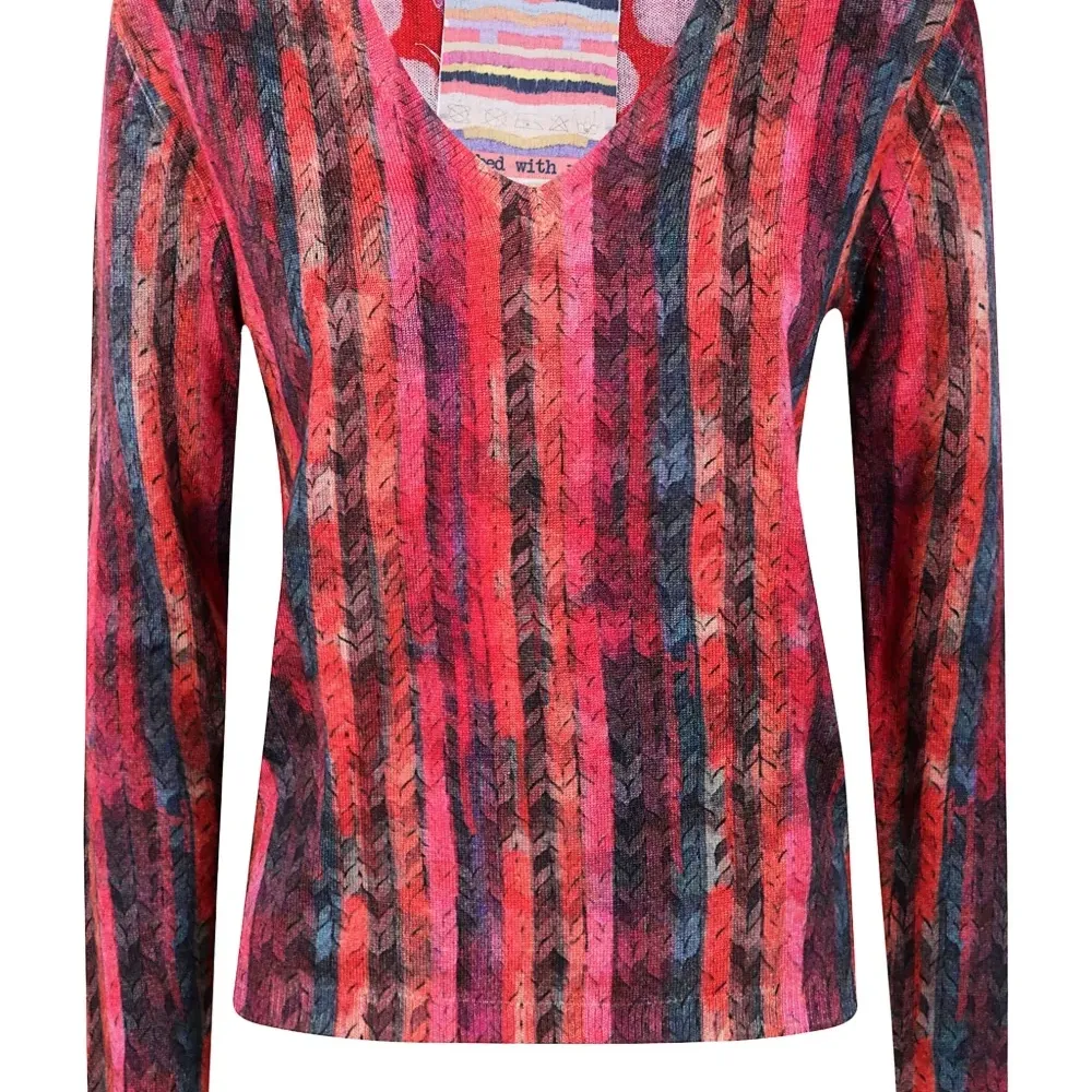 Рифлёный свитер с полосатым принтом