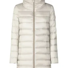 Стеганый пуховик с воротником-стойкой