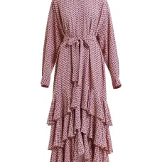 Платье макси с геометричным узором и оборками