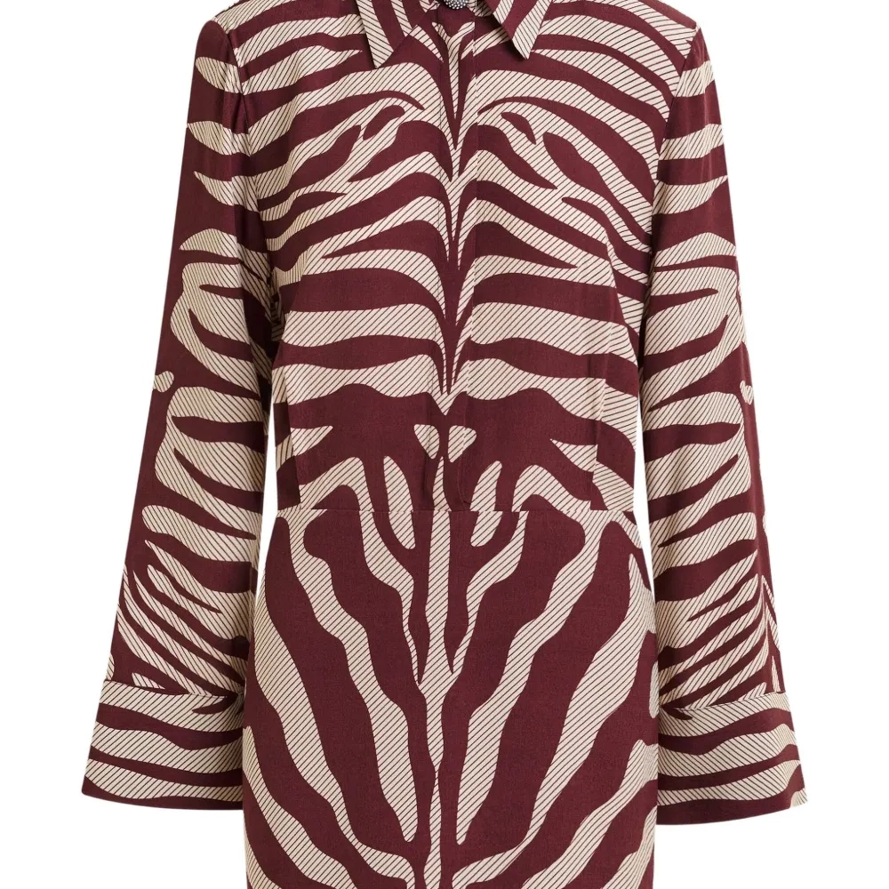 Платье мини с объемными плечами и зебровым принтом