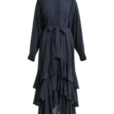 Платье макси с оборками и принтом