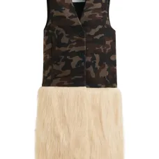 Шуба из искусственного меха с камуфляжным принтом Шуба из искусственного меха с камуфляжным принтом