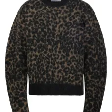 Свитер с объемными рукавами и леопардовым принтом