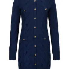 Платье вязаное косами на пуговицах