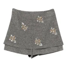 Многоуровневые шорты-юбка с цветочным декором