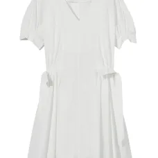 Платье мини с объемными рукавами и V-образным вырезом