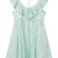 Платье мини с оборками и цветочным принтом