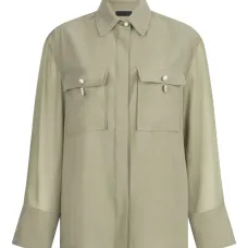 Рубашка с клапанными карманами, украшенная жемчугом Рубашка с клапанными карманами, украшенная жемчугом