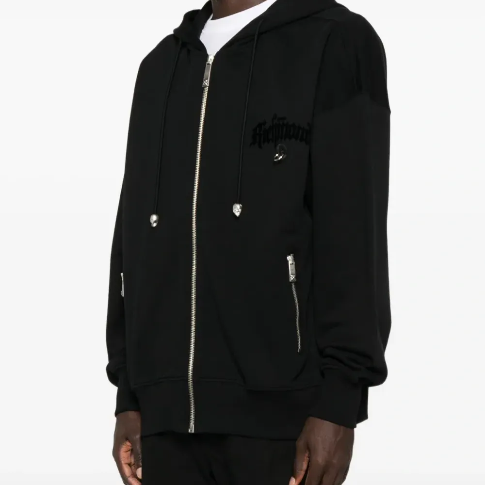 Худи на молнии с вышитым логотипом