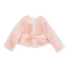 Шуба из искусственного меха с цветочным декором