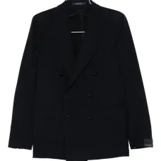 Двубортный пиджак с накладными карманами