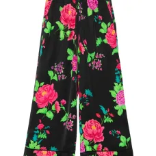 Брюки с эластичным поясом и цветочным принтом