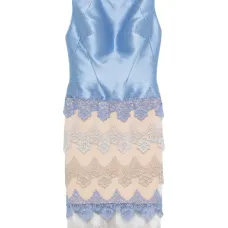 Платье без рукавов с кружевной вставкой