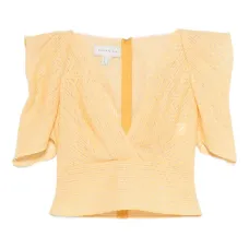 Топ с объемными рукавами и V-образным вырезом