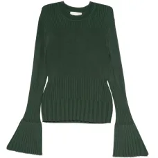 Свитер в рубчик с рукавами колокол