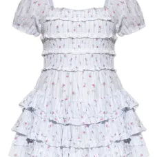 Платье со сборками и цветочным принтом