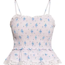 Топ с цветочным кружевом и сборкой