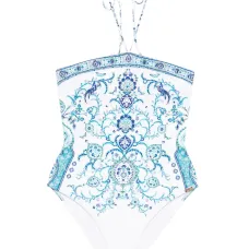 Купальник с вырезом халтер и принтом пейсли Купальник с вырезом халтер и принтом пейсли