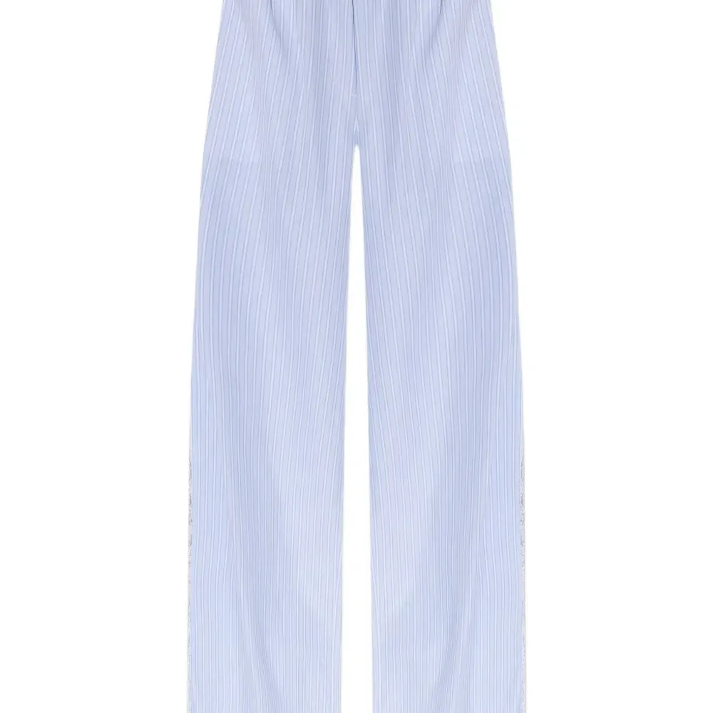 Брюки в полоску с кружевной отделкой