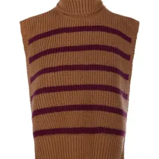 Полосатый топ с высоким воротником