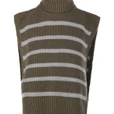 Полосатый свитер с высоким воротником