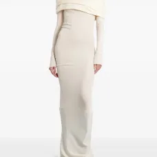 Макси-платье с драпировкой и воротником-качелью Макси-платье с драпировкой и воротником-качелью