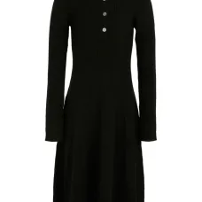 Платье миди в рубчик с воротником поло