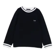 Свитер с круглым вырезом и полосатыми деталями