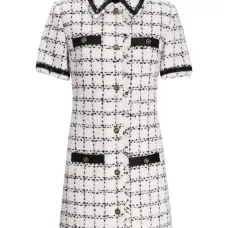 Клетчатое платье мини с короткими рукавами