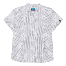 Полосатая рубашка с воротником-стойкой