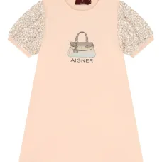 Платье с пайетками и логотипом