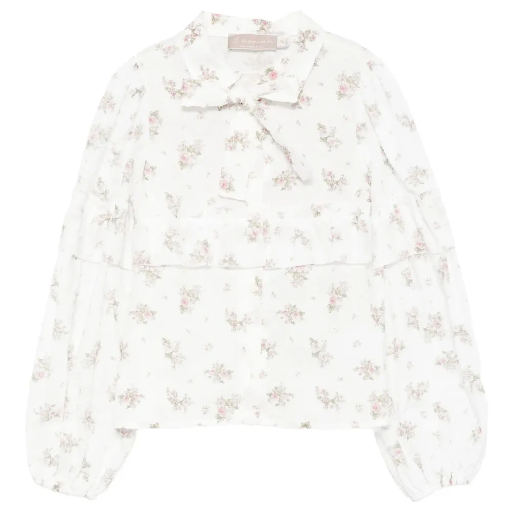 Блузка с оборками и цветочным принтом