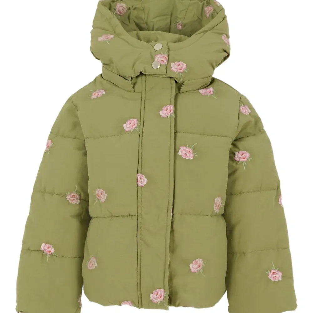 Пуховик с цветочным принтом