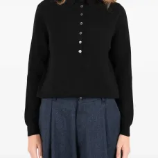 Вязаный свитер с застёжкой на пуговицы и воротником поло