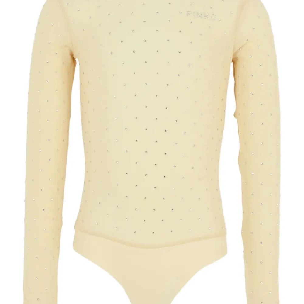 Боди с длинными рукавами и кристаллами