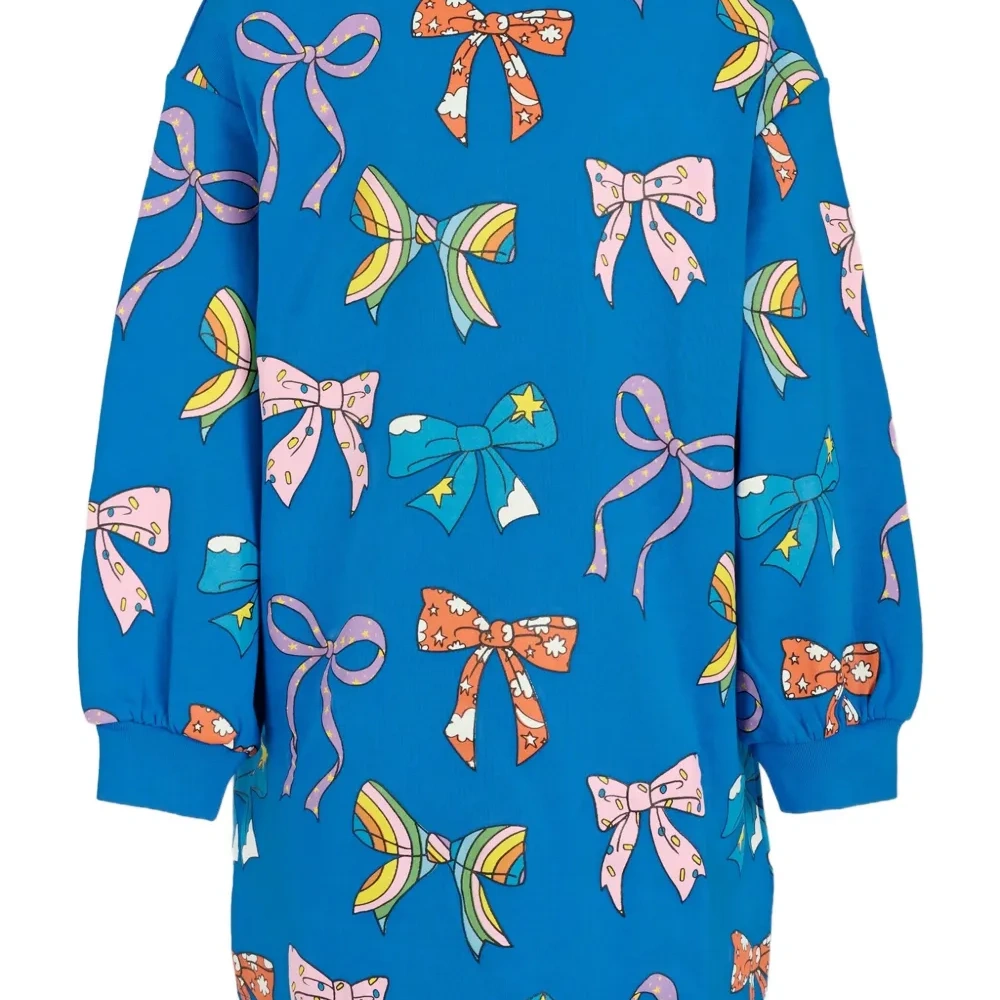 Платье мини с длинными рукавами и принтом