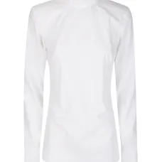 Поплиновая блузка с высоким воротником