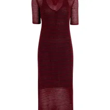 Полосатое платье миди Meline с воротником поло