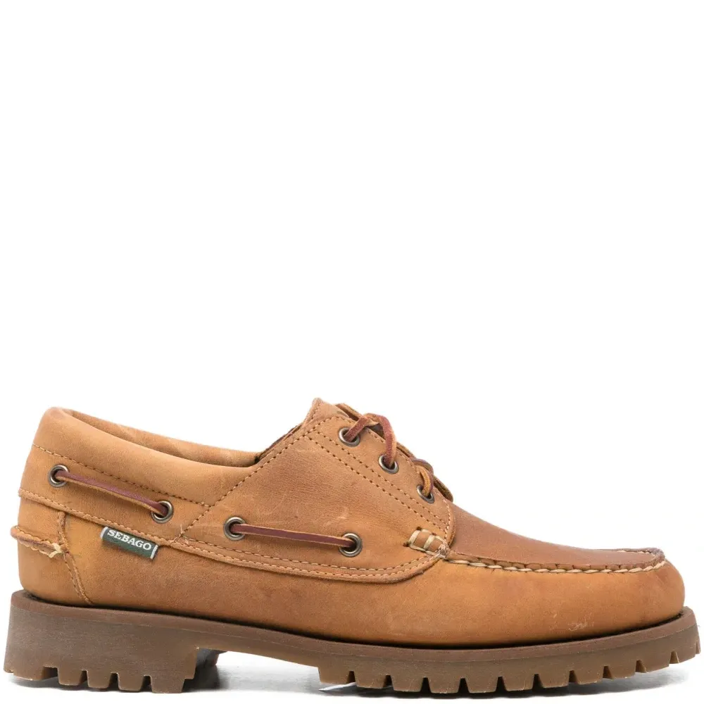 Кожаные топсайдеры на шнуровке