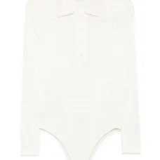 Боди с воротником поло и кружевом