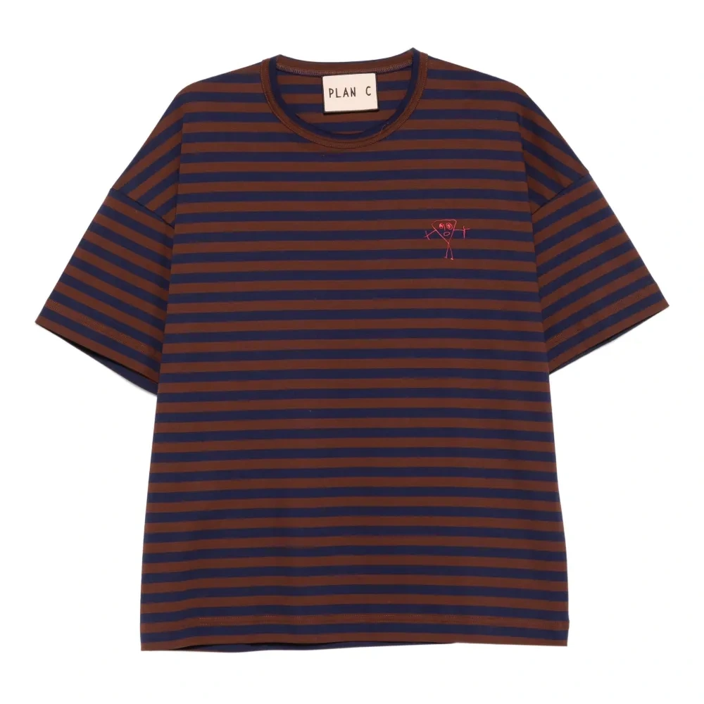 Полосатая футболка с вышивкой