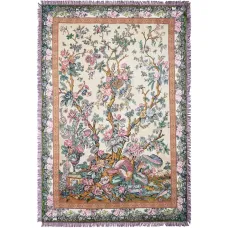 Шарф с цветочным принтом и бахромой