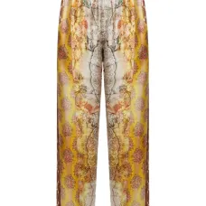 Брюки с цветочным принтом и поясом на завязке