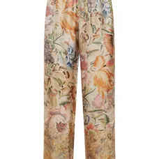 Брюки с цветочным принтом и поясом на завязке