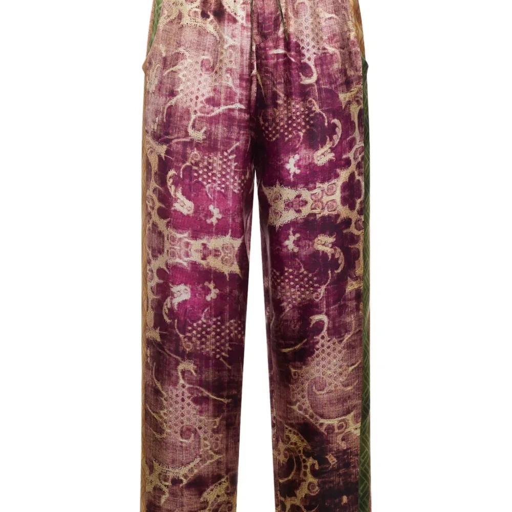 Брюки с завязкой на талии и узором "дамаск"