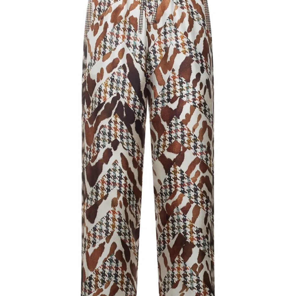 Брюки с поясом на завязках и узором "гусиная лапка"