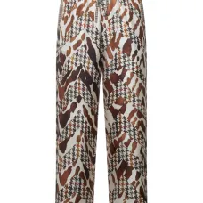 Брюки с поясом на завязках и узором "гусиная лапка"