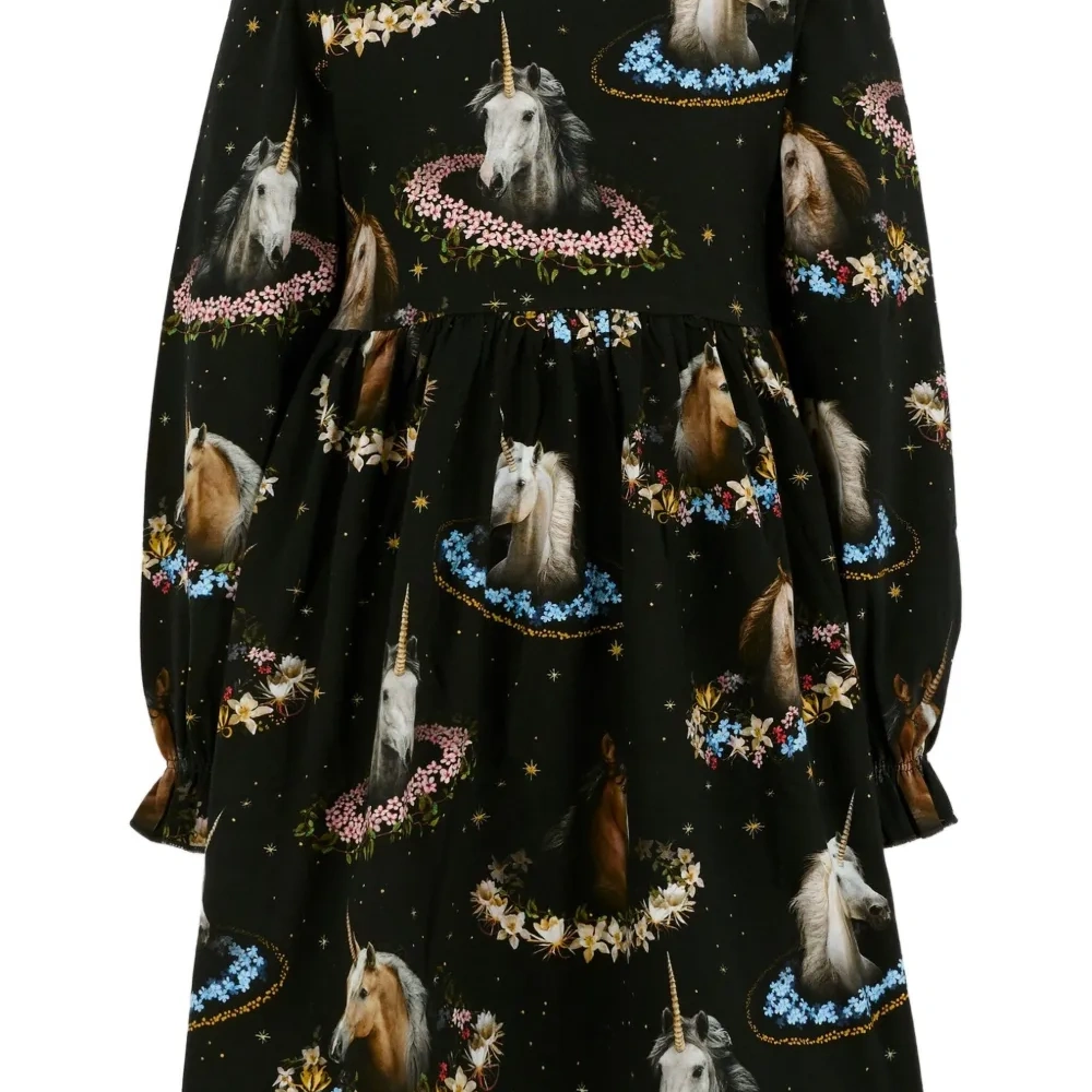 Платье с длинными рукавами и принтом