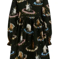 Платье с длинными рукавами и принтом