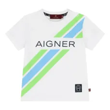 Футболка с отделкой в полоску